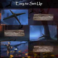 Outsunny 183 cm Life Size Halloween Animated Clown & Skull Staff with Red Light Up Eyes, Sound Activated Moving Arms & Head, Scary Clown Halloween Decorations, Battery Operated, Indoor Party Props - 7