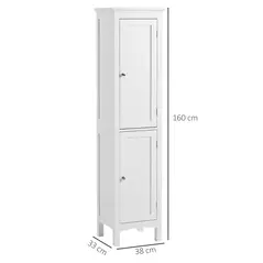 kleankin Tall Bathroom Storage Unit, Slim Bathroom Cabinet with Adjustable Shelves and Double Door, White - 3