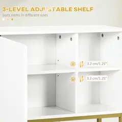 kleankin Bathroom Wall Cabinet, Over Toilet Storage Cabinet with Door and Storage Shelves for Hallway, Living Room, White - 5