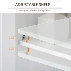 kleankin Under Sink Cabinet, Bathroom Sink Cabinet with 2 Doors, Pedestal Under Sink Design, Freestanding Bathroom Cupboard with Adjustable Shelf, White - 7