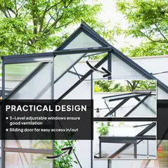 Outsunny 192.5 x 131cm Walk-In Polycarbonate Greenhouse - 5