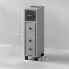 kleankin Slimline Bathroom Storage Cabinet - Grey - 3