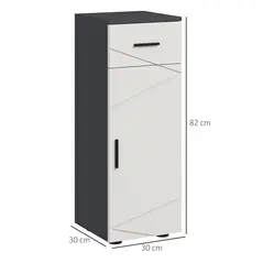 kleankin Slim Bathroom Cabinet, Narrow Bathroom Storage Cabinet with Drawer, Door Cupboard, Adjustable Shelf and Soft Close Mechanism, Grey - 3