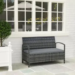 Outsunny 125L Storage Garden Bench, with Cushion - Grey - 8