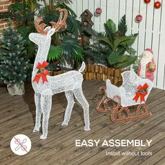 Outsunny 170 LED Light Reindeer and Sleigh Christmas Decoration - 5