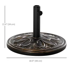 Outsunny 13kg Round Umbrella Base Outdoor Parasol Base Weight Stand Holder for Outdoor Garden Bronze Tone - 3