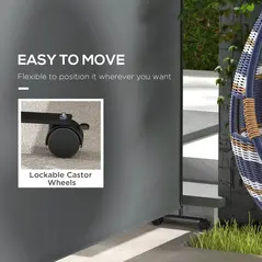 Outsunny 183 x 181cm Outdoor Privacy Screen, with Wheels - Dark Grey - 5