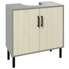 kleankin Under Sink Cabinet, Bathroom Vanity Unit, Storage Cupboard with Double Doors and Storage Shelves, 60x30x60cm, Natural - 1