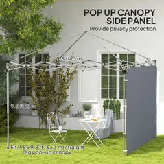 Outsunny 195 x 295cm Replacement Gazebo Sidewall - Grey - 4