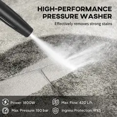 Outsunny 150-Bar Pressure Washer, with Accessories - Red/Black - 4