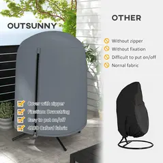 Outsunny 190 x Φ128cm Hanging Egg Chair Furniture Cover - Grey - 5