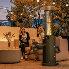 Outsunny 11 KW Freestanding Gas Patio Heater, Adjustable Outdoor Garden Propane Heater with Tip-Over Switch, Wheels, Pulse Ignition, Tank Room with Openable Door, Black - 2