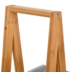 kleankin Bathroom Storage Shelves, 3-Tier Slim Shelving Unit, Freestanding Bamboo Shelf Unit, A Frame Space Saver Toilet Rack, Natural - 8