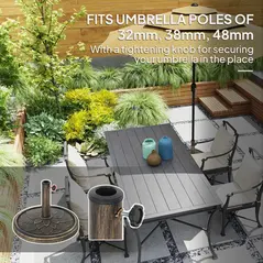 Outsunny 12kg Resin Garden Parasol Base, Round Umbrella Base, Heavy Duty Sun Umbrella Base for 32, 38, 48 mm Umbrella Poles for Deck Poolside, Bronze Tone - 4