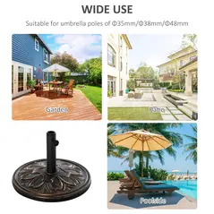Outsunny 13kg Round Umbrella Base Outdoor Parasol Base Weight Stand Holder for Outdoor Garden Bronze Tone - 6