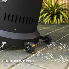 Outsunny 11 KW Freestanding Gas Patio Heater, Adjustable Outdoor Garden Propane Heater with Tip-Over Switch, Wheels, Pulse Ignition, Tank Room with Openable Door, Black - 8