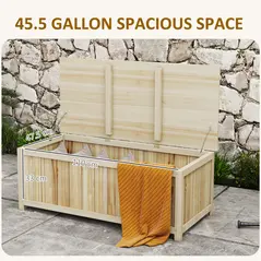 Outsunny 172 Litre Outdoor Storage Box, Wooden terrace Box Garden Storage Container, Natural - 4