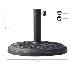 Outsunny 12kg Garden Parasol Base, Round Resin Sun Umbrella Base, Outdoor Umbrella Stand for 38mm or 48mm Outdoor Umbrella Poles, Bronze Tone - 3