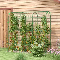 Outsunny 183 cm Tall Metal Garden Trellis, Arch Trellis for Climbing Plants Outdoor with Climbing Net - 2