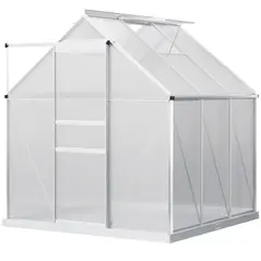 Outsunny 190 x 190cm Walk-In Polycarbonate Greenhouse - 1