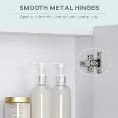 kleankin Bathroom Cabinet with Mirror, Wall Mounted Bathroom Mirror Cabinet with Adjustable Shelf, 2 Doors Storage Cupboard, White - 5