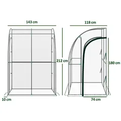 Outsunny 143cm x 118cm Walk-In Lean To Greenhouse, with Accessories - 3