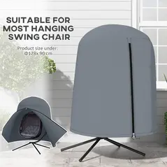 Outsunny 190 x Φ128cm Hanging Egg Chair Furniture Cover - Grey - 4