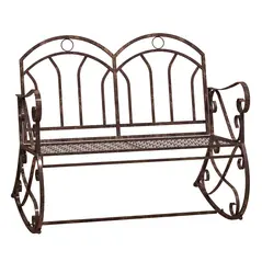 Outdoor Iron Rocking Chair-Bronze Red - 1