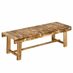 Outsunny 1 Piece 2-seater Outdoor Indoor Wooden Garden Bench Fir Patio Loveseat, 110L x 38W x 35Hcm, Carbonised - 1