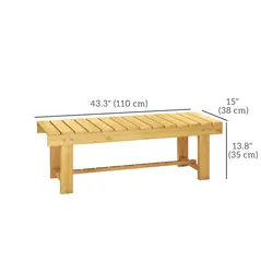 Outsunny 1 Piece 2-seater Outdoor Indoor Wooden Garden Bench Fir Patio Loveseat, 110L x 38W x 35Hcm, Natural - 3