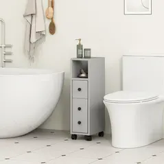 kleankin Slimline Bathroom Storage Cabinet - Grey - 7