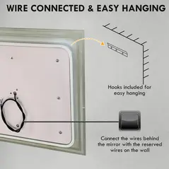 kleankin LED Bathroom Mirror with Lights, Illuminated Makeup Mirror, Vanity Mirror with 3 Colour, Smart Touch, Anti-Fog - 8