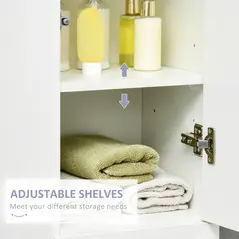 kleankin Luxury Tall Bathroom Cabinet with High Gloss Panel, Sleek White Bathroom Cabinet with Push-to-Open Door, White - 6