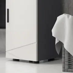 kleankin Slim Bathroom Cabinet, Narrow Bathroom Storage Cabinet with Drawer, Door Cupboard, Adjustable Shelf and Soft Close Mechanism, Grey - 9