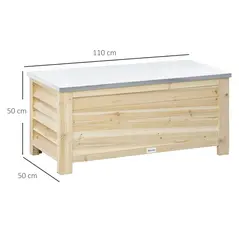 Outsunny 155L Outdoor Storage Box with Metal Top and Shutter Walls, Wooden Outside Tool organiser Container, for Garden, terrace - 3