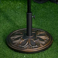 Outsunny 13kg Round Umbrella Base Outdoor Parasol Base Weight Stand Holder for Outdoor Garden Bronze Tone - 2