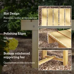 Outsunny 1 Piece 2-seater Outdoor Indoor Wooden Garden Bench Fir Patio Loveseat, 110L x 38W x 35Hcm, Natural - 6