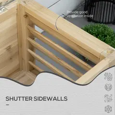 Outsunny 155L Outdoor Storage Box with Metal Top and Shutter Walls, Wooden Outside Tool organiser Container, for Garden, terrace - 7