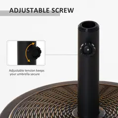 Outsunny 13kg Garden Parasol Base Holder, Cement Outdoor Market Umbrella Stand, Fits 35mm/38mm/48mm Poles, Black - 6