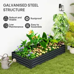 Outsunny 180 x 90cm Galvanised Steel Open Planter - 84H-211V00CG - 5