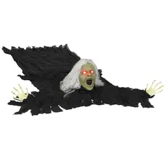 Outsunny 183 cm Life Size Halloween Animated Crawling Zombie with Glowing LED Eyes, Scary Halloween Decorations, Battery Operated, Indoor Outdoor Party Props - 1