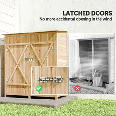 Outsunny 140 x 75 Fir Wood Garden Shed, with Asphalt Roof - Natural - 6