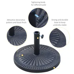 Outsunny 14kg Garden Parasol Base, Round Resin Sun Umbrella Base, Outdoor Umbrella Stand for 38mm or 48mm Outdoor Umbrella Poles, Bronze Tone - 6