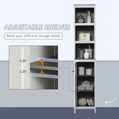 kleankin Tall Bathroom Storage Cabinet, Freestanding Tower Cabinet with 3 Open Shelves and Adjustable Shelf, Antique White - 5