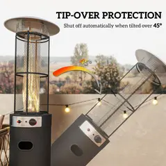 Outsunny 11 KW Freestanding Gas Patio Heater, Adjustable Outdoor Garden Propane Heater with Tip-Over Switch, Wheels, Pulse Ignition, Tank Room with Openable Door, Black - 5
