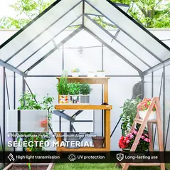 Outsunny 190 x 190cm Walk-In Polycarbonate Greenhouse - 4