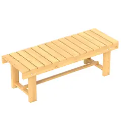 Outsunny 1 Piece 2-seater Outdoor Indoor Wooden Garden Bench Fir Patio Loveseat, 110L x 38W x 35Hcm, Natural - 1