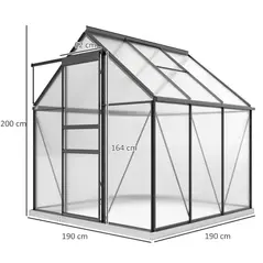 Outsunny 190 x 190cm Walk-In Polycarbonate Greenhouse - 3