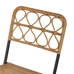 Outsunny 2 Seater Foldable Rattan Wicker Bistro Set, Coffee Table and Chairs, Natural - 9