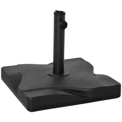 Outsunny 20kg Square Parasol Base Outdoor Garden Cement Umbrella Weight Stand Holder, Fits Φ32mm,Φ38mm,Φ48mm Pole - Black - 1